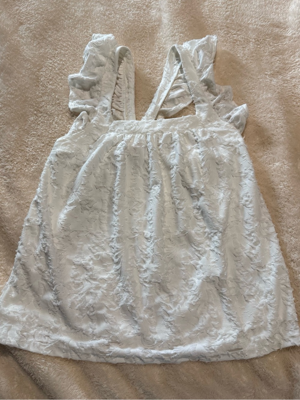 LC Lauren Conrad White Textured Ruffle-Strap Tank